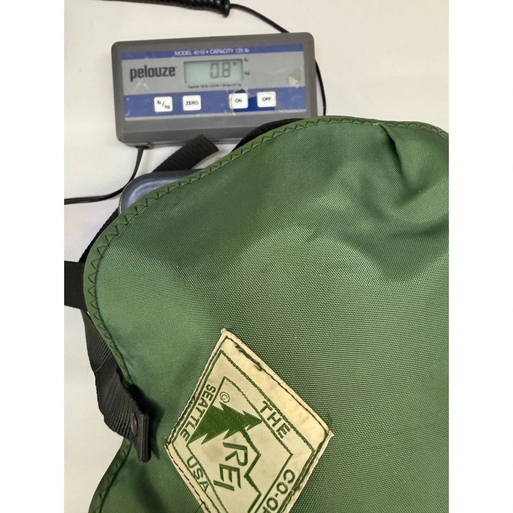 Vintage REI Co-op Rucksack Backpack Green Seattle USA Diamond Logo Hiking Bag